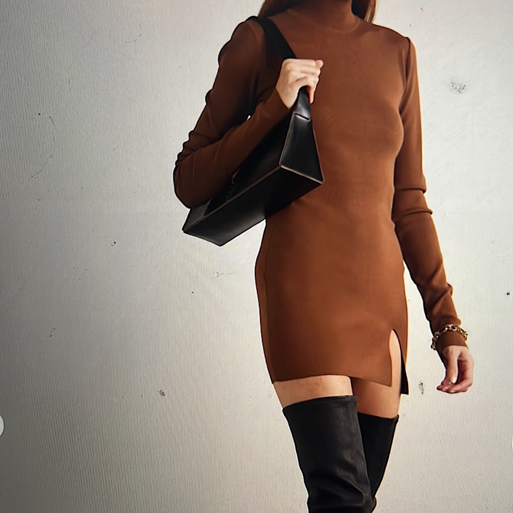 (NEW and UNWORN) ZEYNEP ARCAY
Stretch-knit turtleneck mini dress